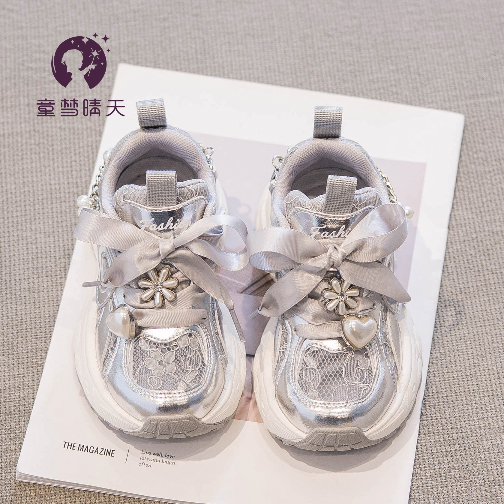 女童鞋子2024新款春秋儿童老爹鞋透气网面运动鞋夏季女宝网鞋春夏主图