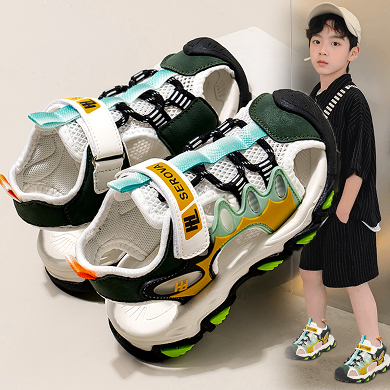 男童凉鞋夏款2024新款儿童网面沙滩鞋男孩包头镂空运动凉拖中大童主图
