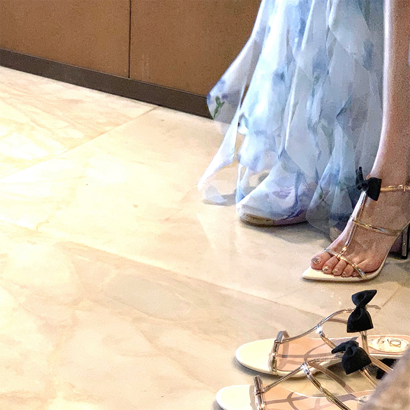 DoggyQin 娇憨千金鞋/黑色立体蝴蝶结高跟凉鞋气质高级感细跟女鞋主图