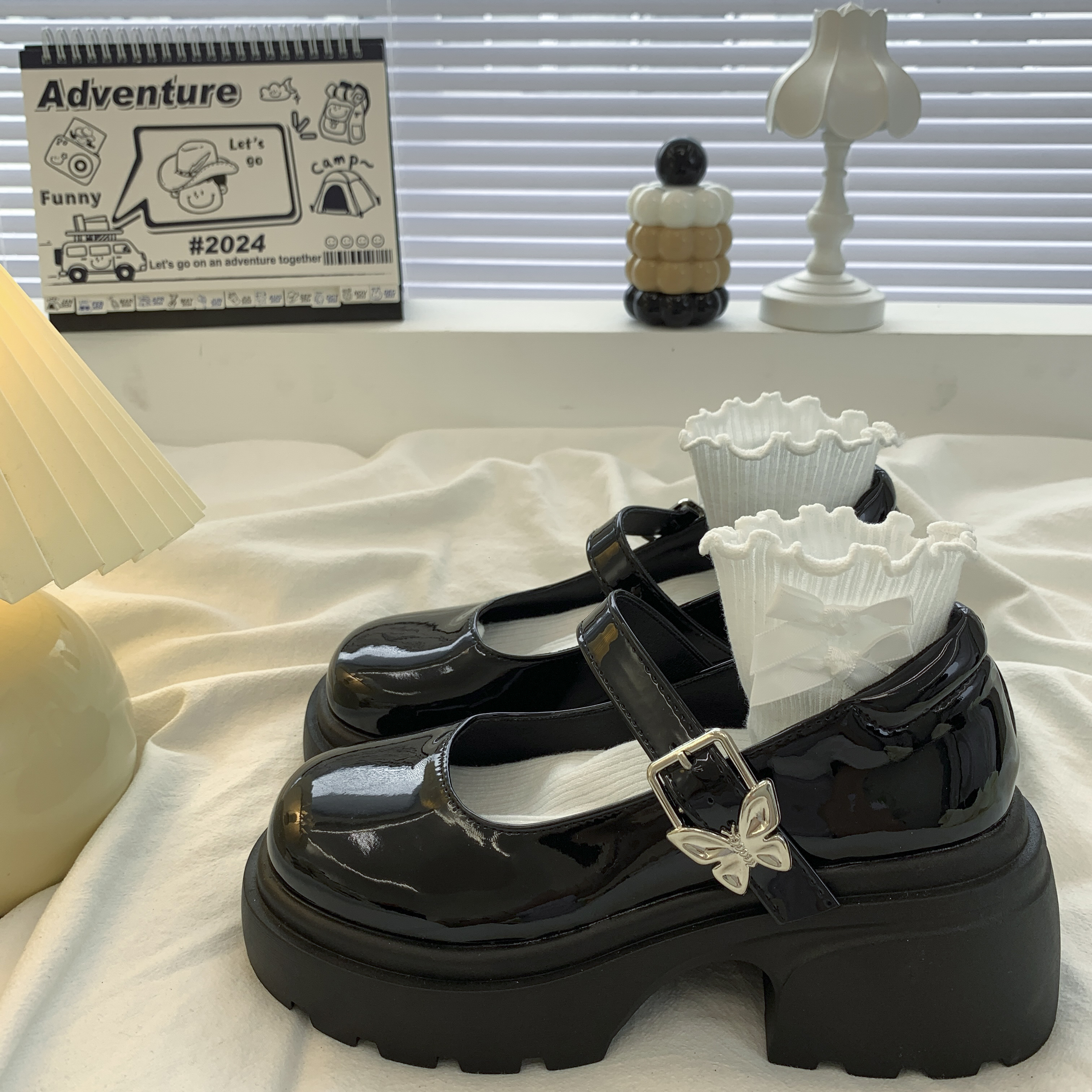 黑色小皮鞋女夏季厚底2024法式复古高跟日系jk增高配裙子玛丽珍鞋主图