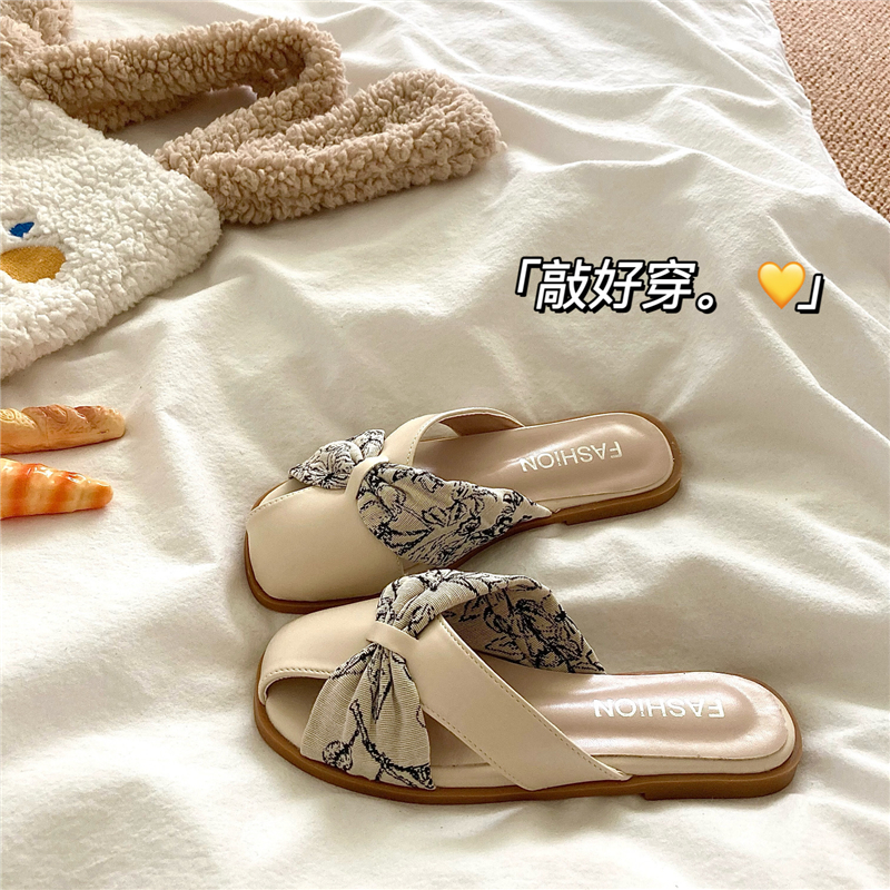 海边晚风~！温温柔柔法式包头拖鞋女ins夏季外穿沙滩透气平底凉鞋主图