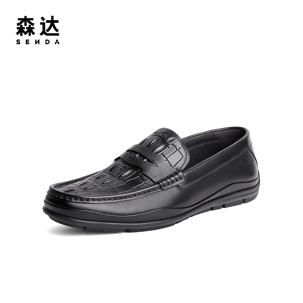 Senda/森达复古休闲鞋男款秋季商场同款压纹舒适软底皮鞋1IR01CM3主图