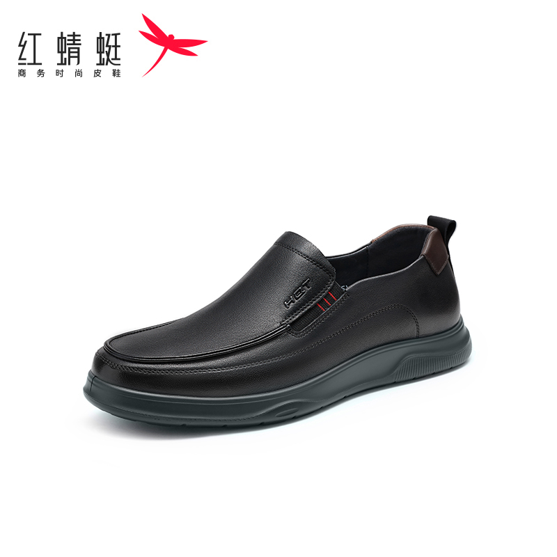 红蜻蜓通勤休闲皮鞋2023秋季新款男鞋一脚蹬软底单鞋中年爸爸舒适主图