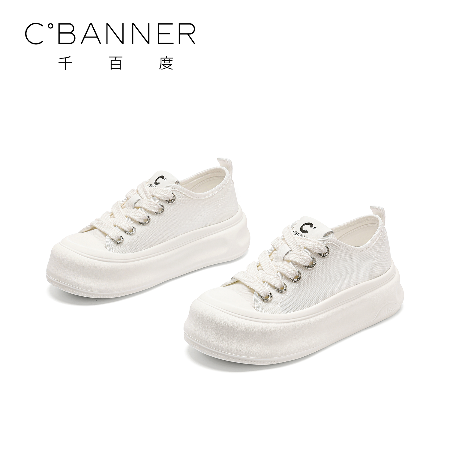 C.BANNER/千百度24年夏季新款透气休闲鞋女系带ins运动鞋薄款主图