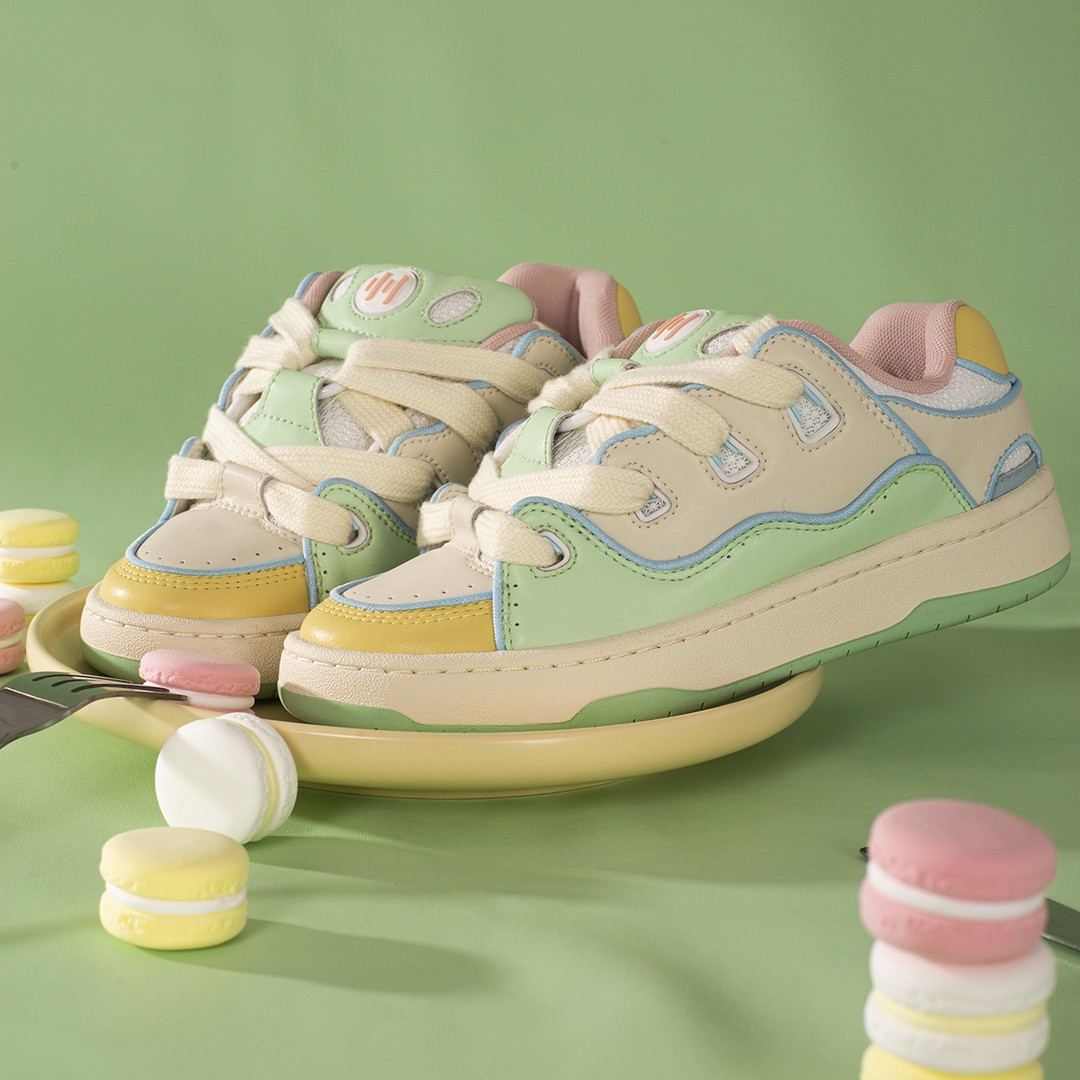 【双11】顽刻ollieskate面包鞋马卡龙多巴胺冰淇淋全新皮质BAKE男女主图