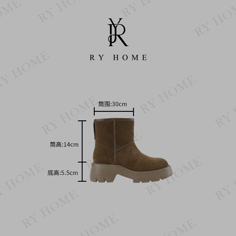 【容雨RYHOME】高丝牛反绒＋温暖冬天的“闺蜜”内羊毛雪地靴243X1245主图