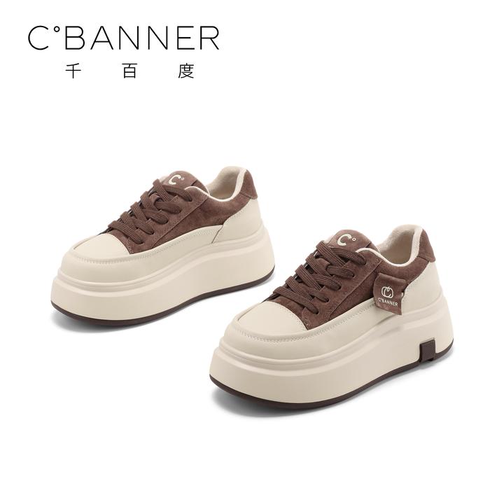 C.BANNER/千百度2024新款厚底圆头休闲鞋系带潮流舒适运动鞋板鞋主图