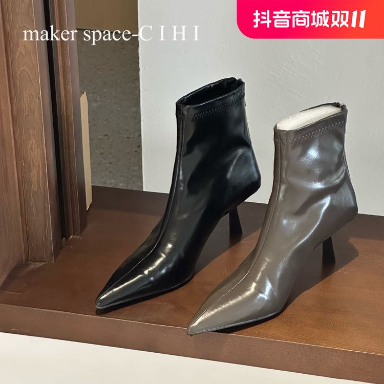 Cihi設計'makerspace'-665【起司】温婉东方美 法式尖头细中跟裸靴主图