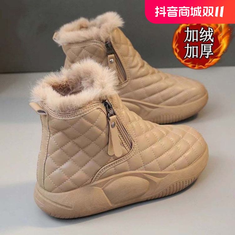 高帮棉鞋一脚蹬爆款加绒时尚雪地靴保暖韩版女鞋冬季靴子马丁靴主图