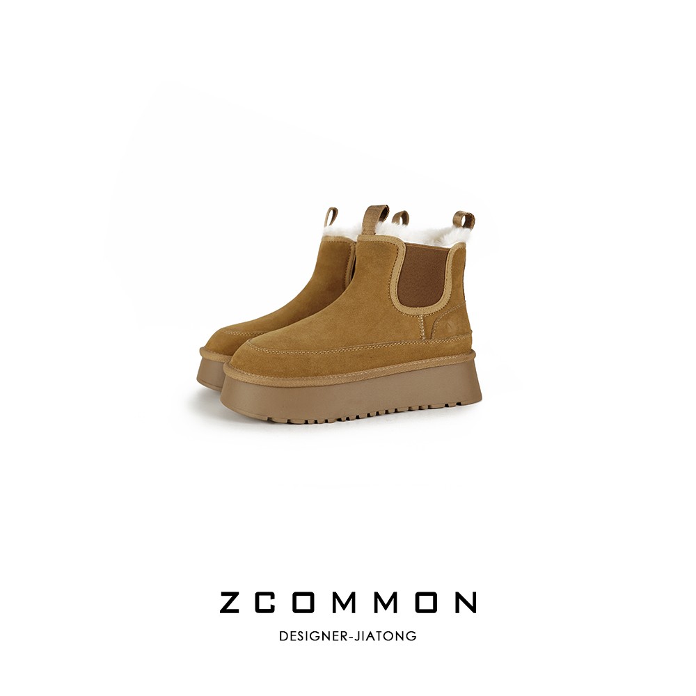 Z common冬季时尚个性休闲保暖厚底高帮简约百搭雪地靴 2411109主图