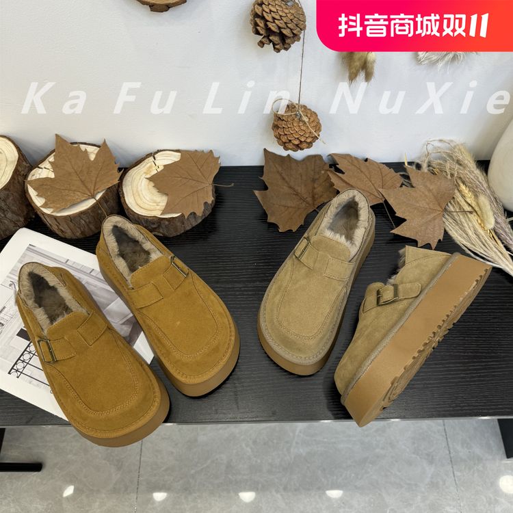 靓俪范 LIANGLIFAN加绒加厚勃肯棉鞋女厚底冬新款ins百搭保暖棉鞋主图