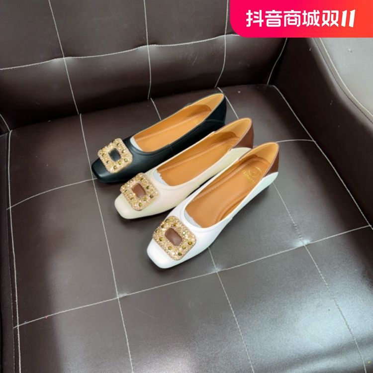 【玉希专属】秋季新款百搭高端水钻饰扣复古休闲单鞋女911-17主图