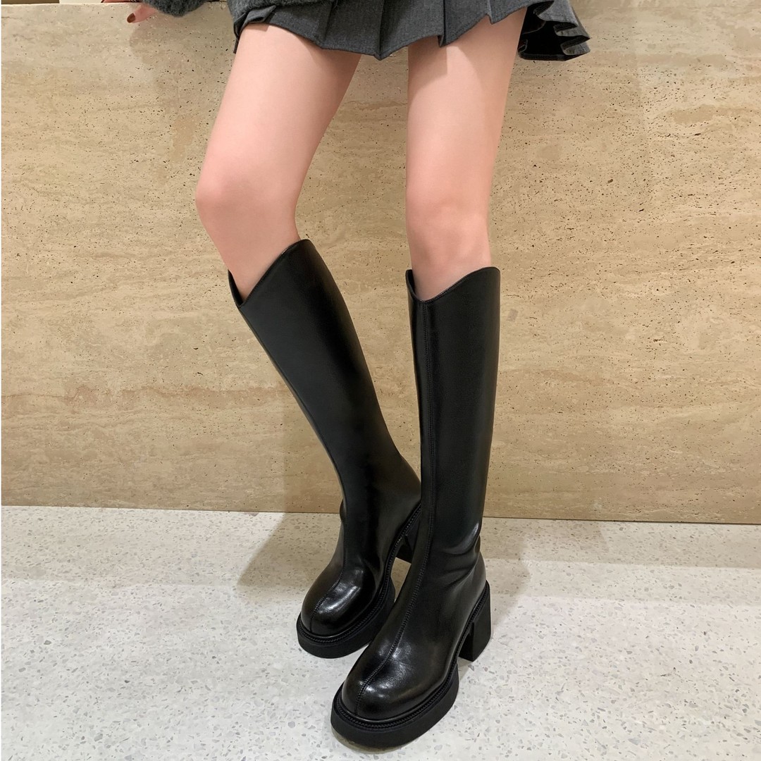 【哈哈兄妹专属】苏茵茵厚底后拉链包腿弹力靴骑士靴E3407251主图