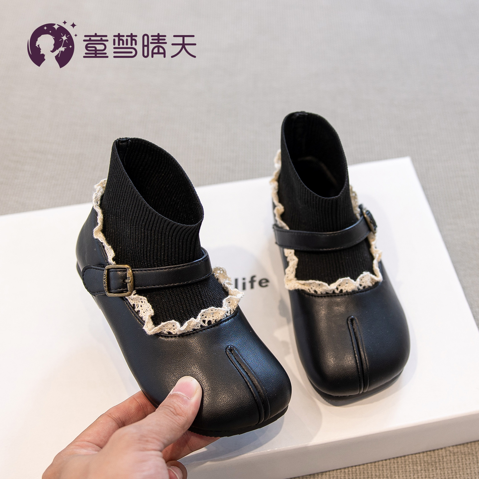 女童小皮鞋2024新款秋冬款短靴儿童靴子黑色袜靴加绒女宝鞋子公主主图