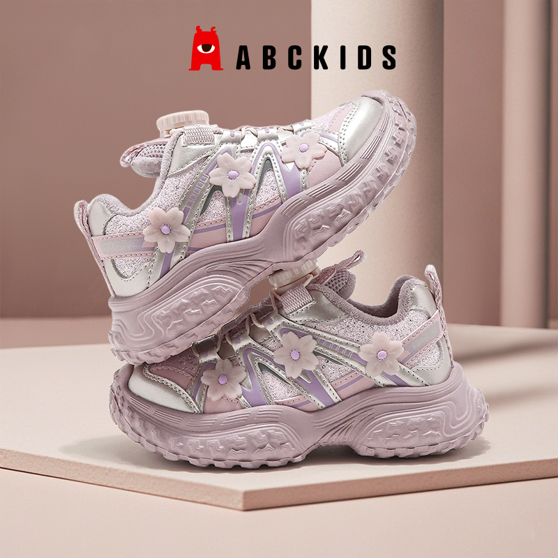 abckids童鞋女童2024冬季新款加绒保暖运动跑步鞋儿童鞋子二棉鞋主图
