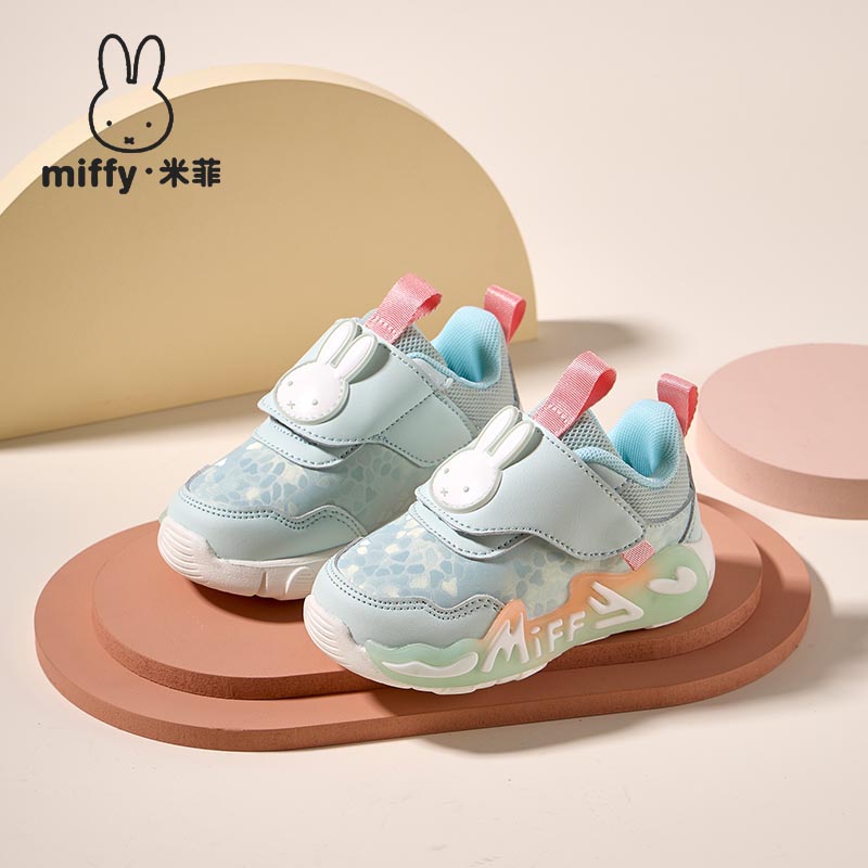 Miffy米菲童鞋2024秋冬女童宝宝鞋加绒保暖发光鞋软底防滑亮灯鞋主图