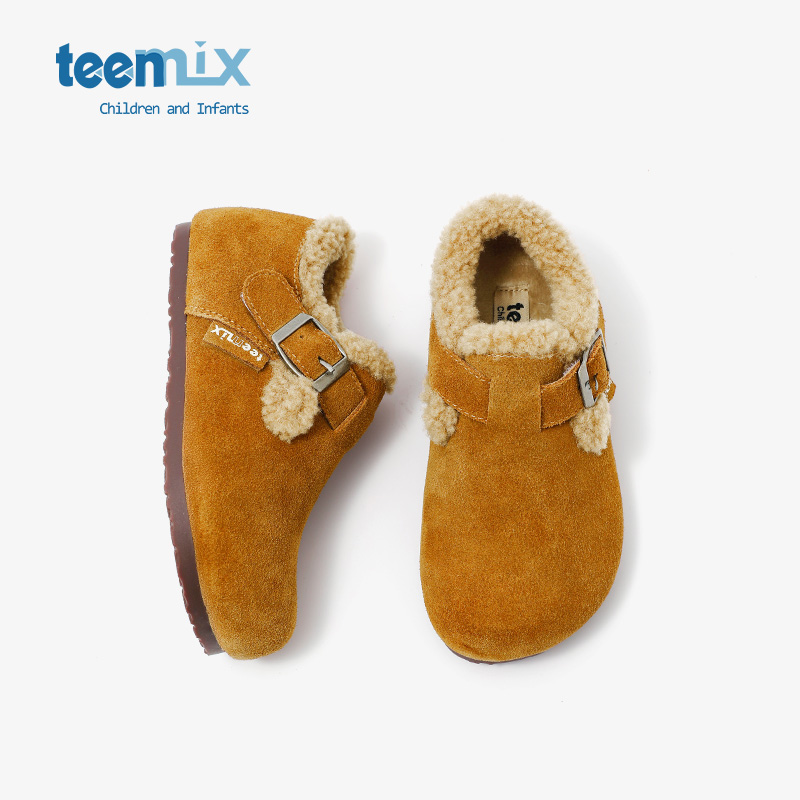 teenmix2024冬季新款儿童真皮勃肯鞋女童宝宝加绒二棉保暖棉鞋子主图