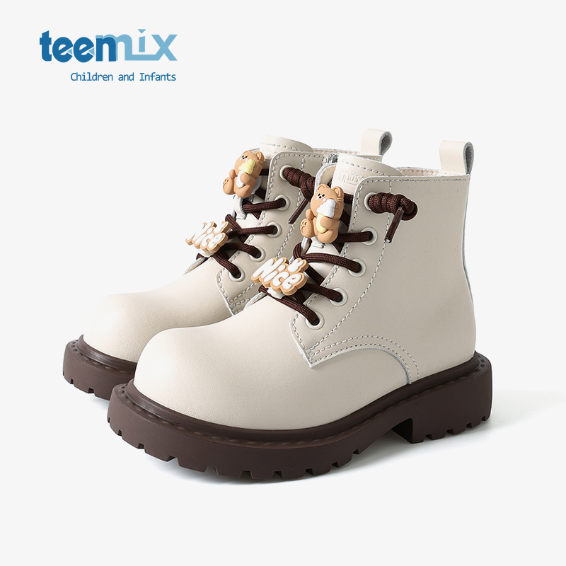 teenmix2024新款春秋季儿童靴子女童英伦风短靴潮酷马丁靴子皮靴主图