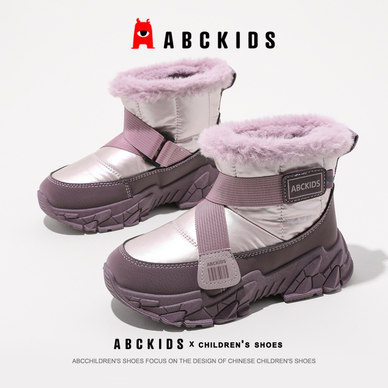 ABCkids童鞋女童雪地靴加绒加厚儿童棉鞋冬季新款魔术贴女孩棉靴主图