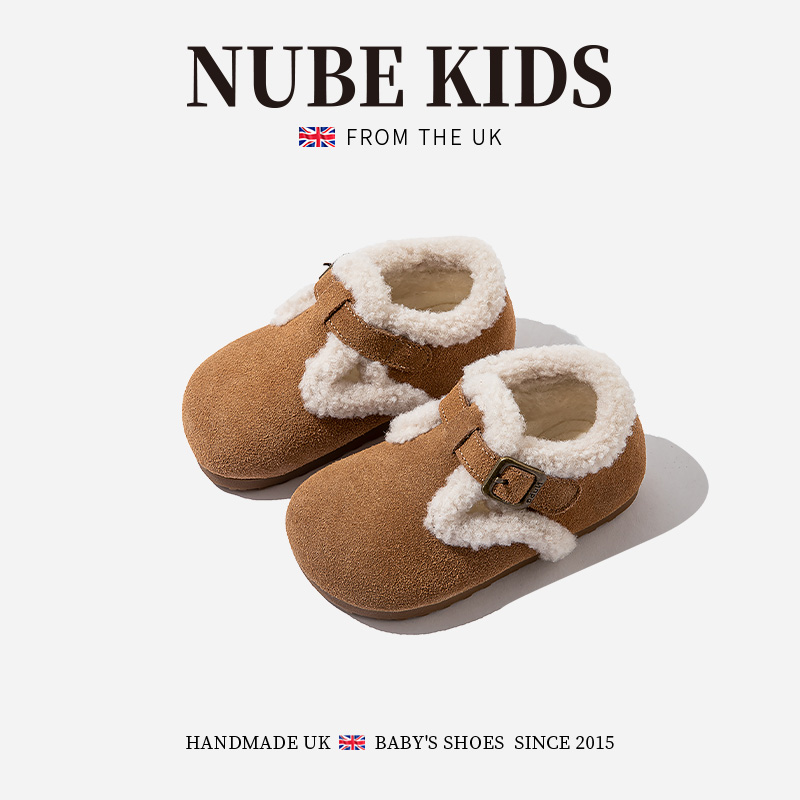 真皮英国NUBEKIDS童鞋女童棉鞋冬季新款宝宝复古时尚勃肯雪地棉靴主图