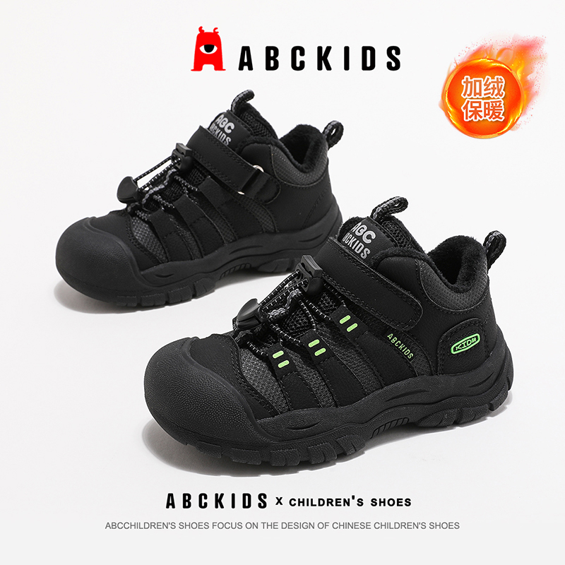 abckids童鞋男童加绒运动鞋2024冬季新款儿童加厚保暖鞋子二棉鞋主图