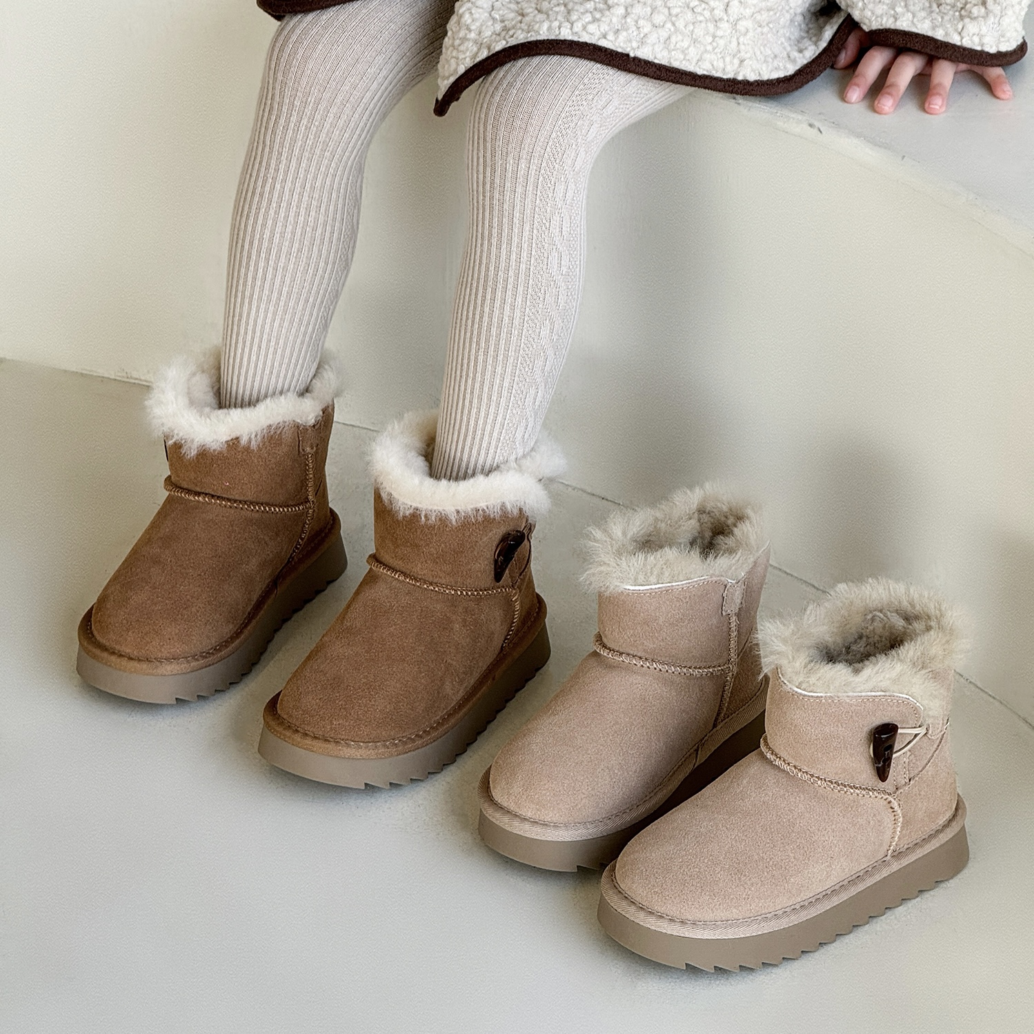 senbaby雪地靴儿童2024冬季新款加绒加厚保暖棉鞋宝宝女童靴子主图