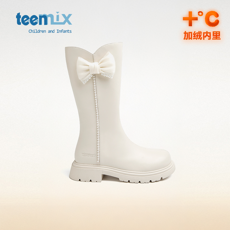 teenmix2024新款秋冬女童加绒女宝长筒靴高筒靴儿童马丁靴子长靴主图