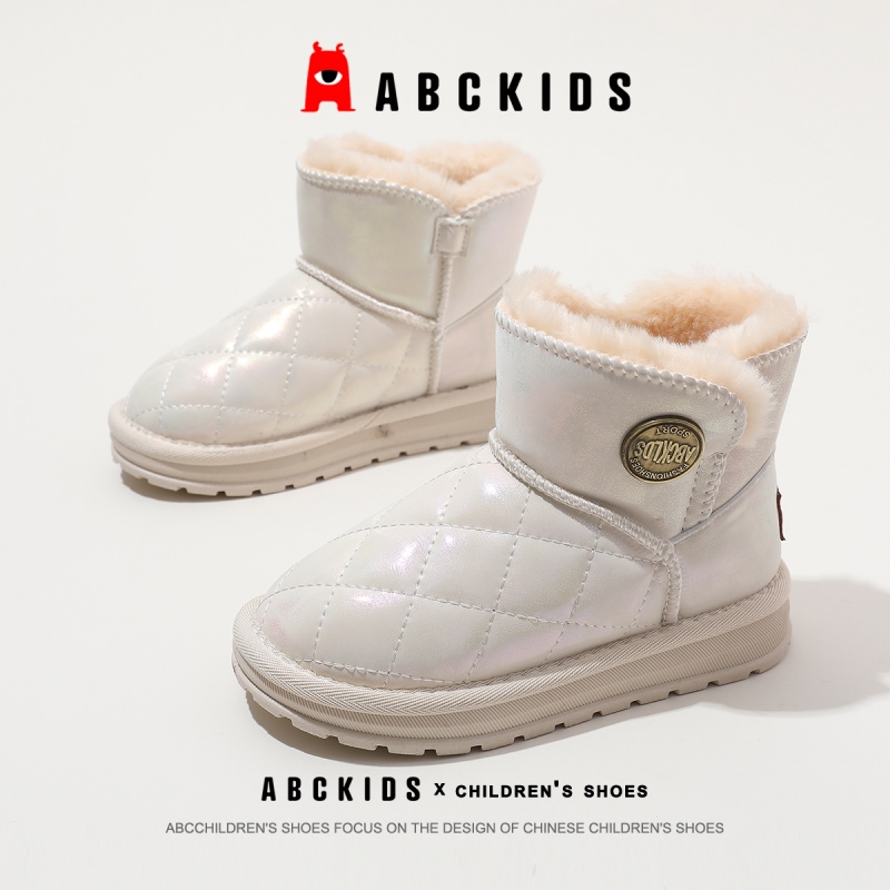 ABCkids童鞋女童棉鞋加绒加厚儿童雪地靴冬季新款一脚蹬女孩棉靴主图