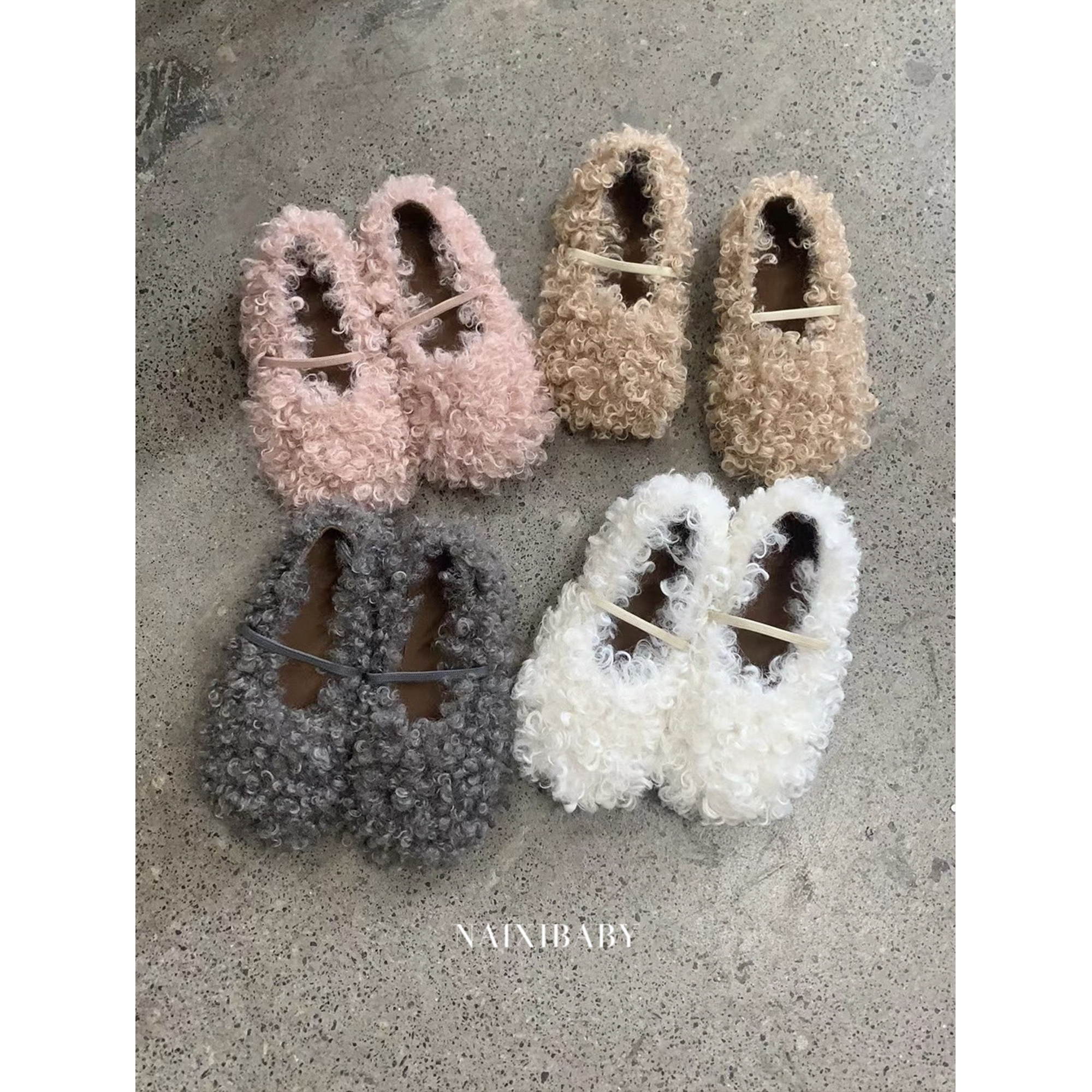 NAIXIBABY|强烈推荐bi入!冬季女童仿羊羔毛一脚蹬毛毛鞋单鞋主图