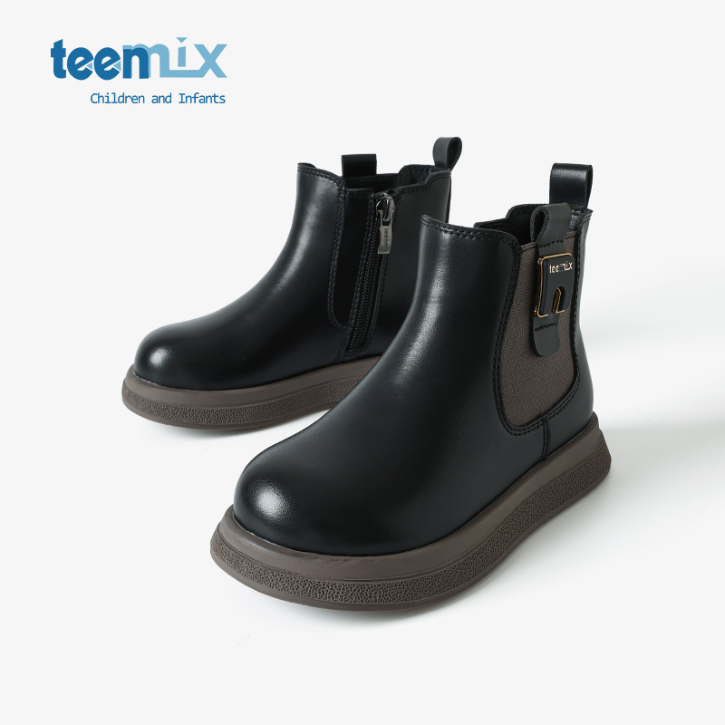 teenmix2024新款秋冬季儿童靴子厚底短靴女童英伦马丁靴切尔西靴主图