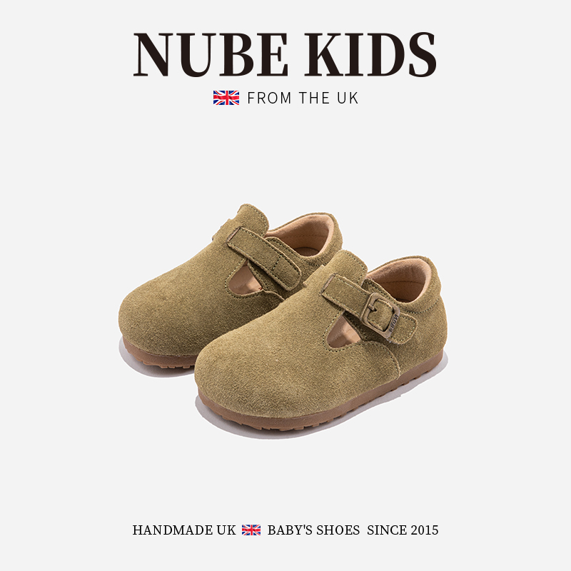 真皮英国NUBEKIDS童鞋女童勃肯鞋新款男宝英伦时尚软底防滑小皮鞋主图