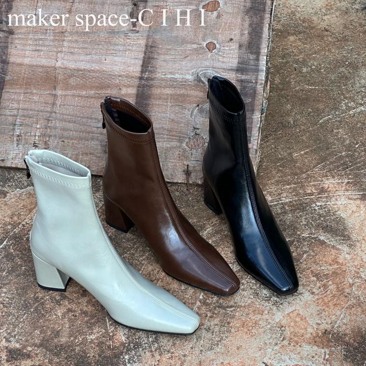 Cihi設計'makerspace'-593【唯风逢】瘦瘦靴时尚小众方头跟短靴主图