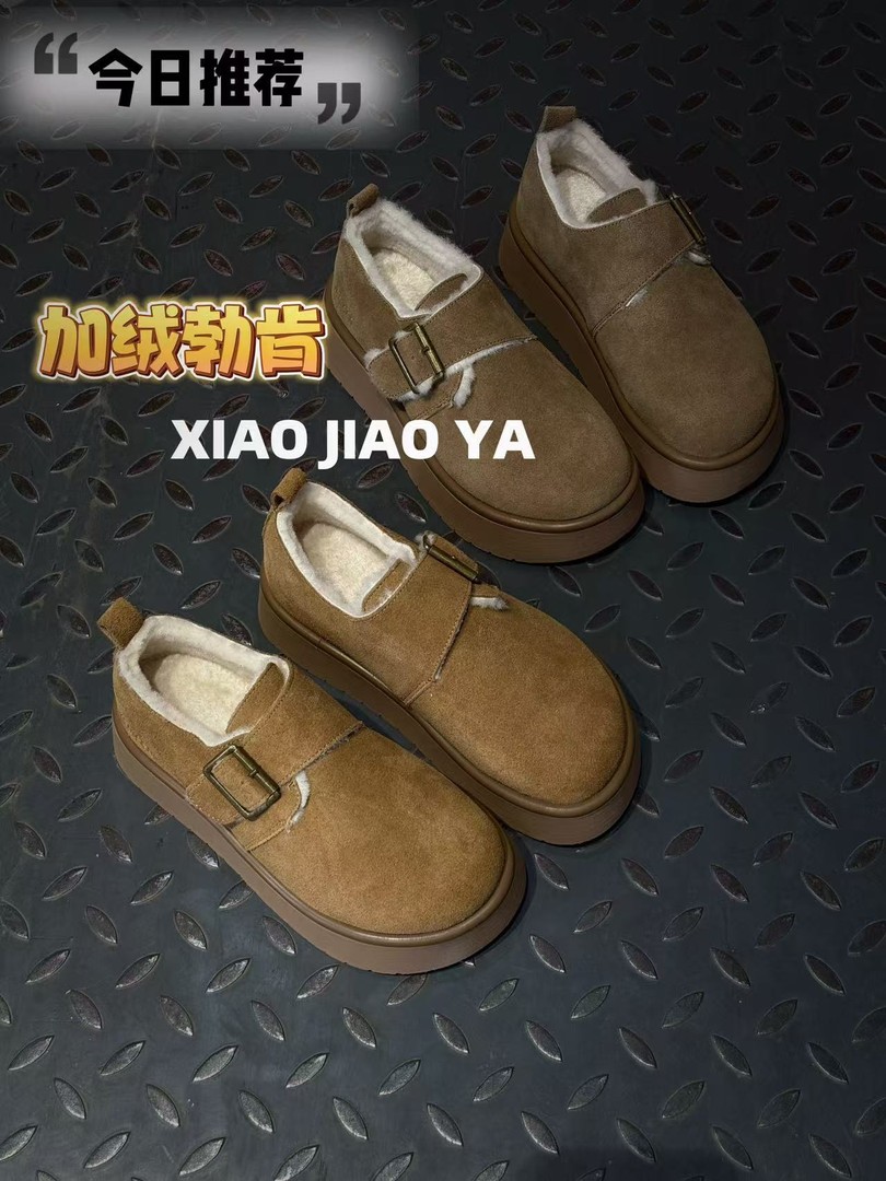 XIAOJIAOYA【加绒勃肯】复古风简约厚底一字扣勃肯鞋”(跟高4.5)主图