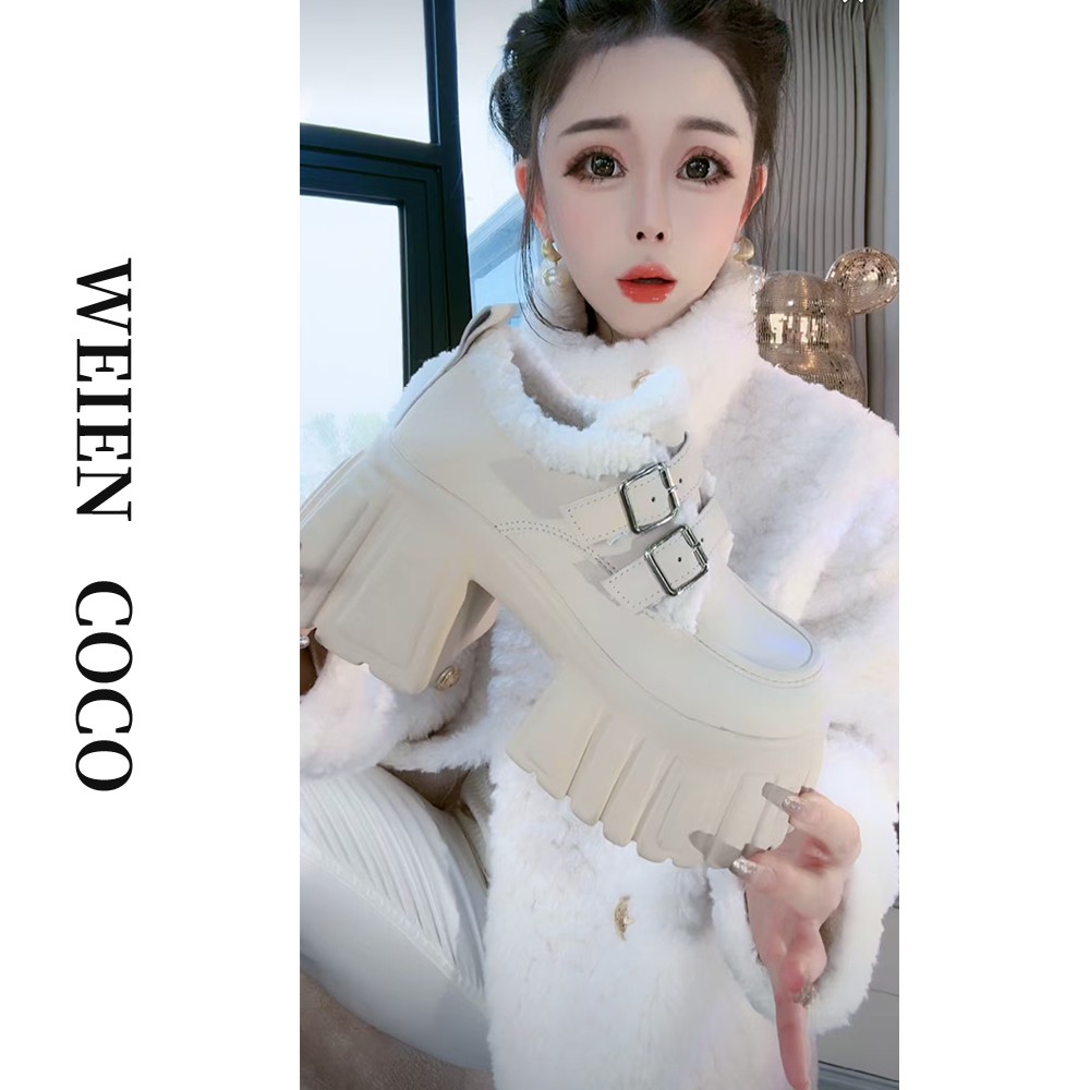 【薇恩COCO】时尚休闲百搭女士气质粗跟鞋复古冬季保暖女鞋X2986主图