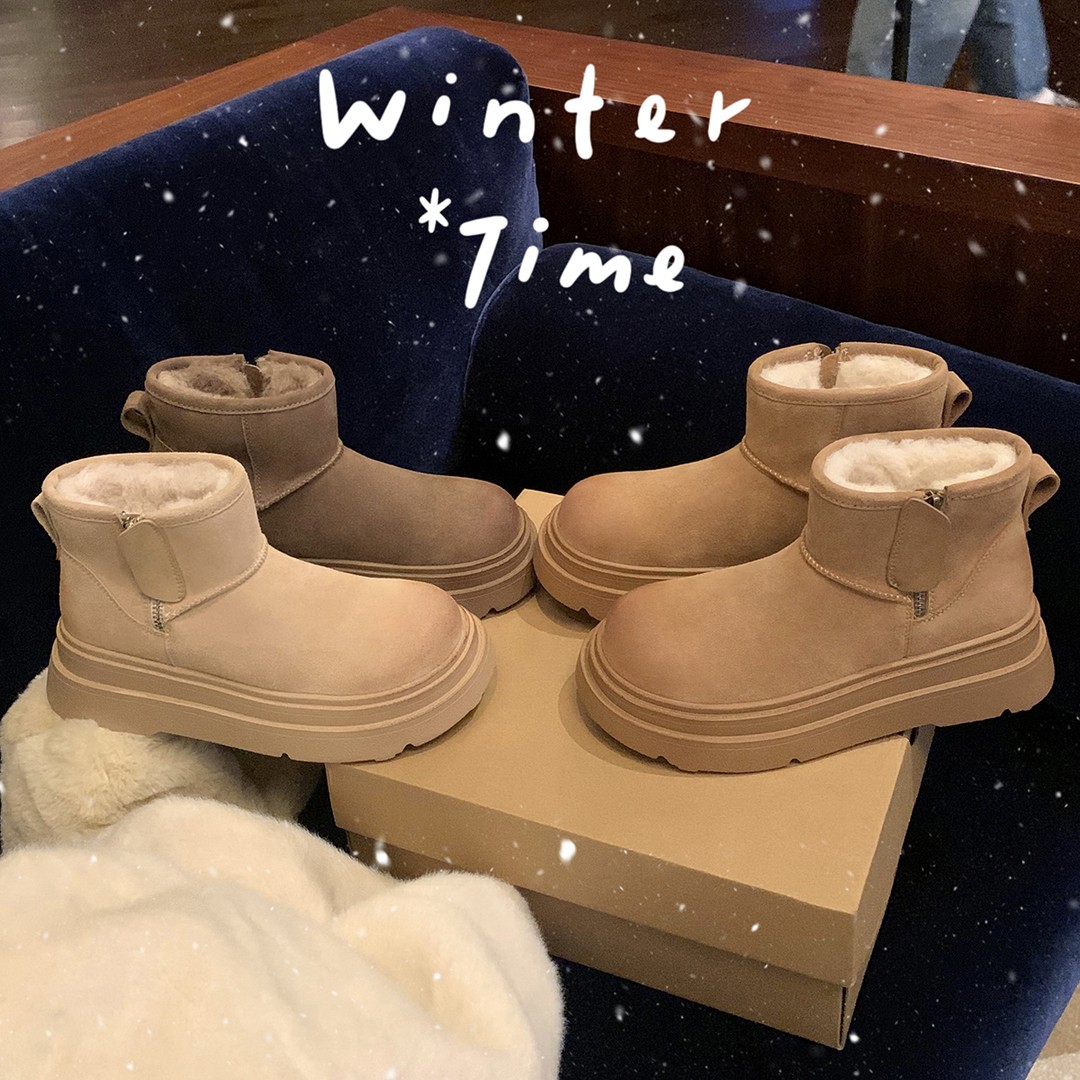 葡萄妈studiolee 羊毛侧拉链增高厚底加绒毛毛雪地靴女冬季棉鞋主图