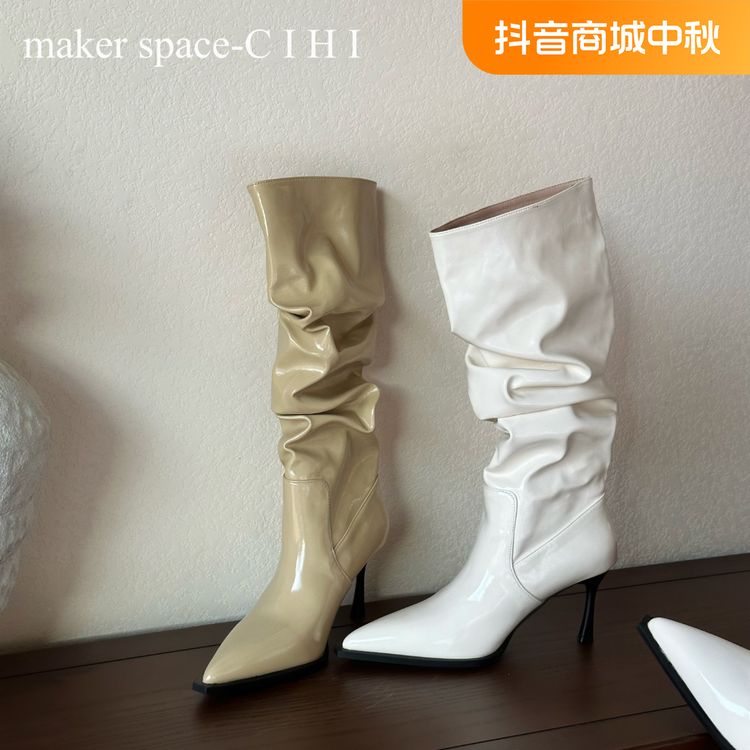 Cihi設計'makerspace'-237【目川】獨家定制辣妹必备尖头高筒堆堆靴主图
