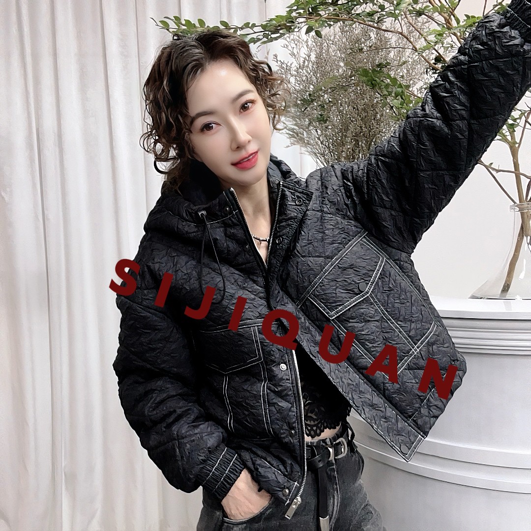 【四季泉定制】时尚休闲百搭小众韩版冬季加厚保暖连帽夹棉外套2635主图