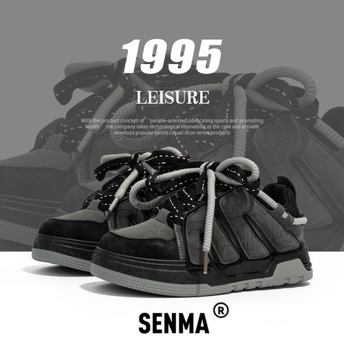 SENMA/森马2024新款板鞋女黑色百搭潮鞋情侣爆款厚底低帮运动鞋男主图