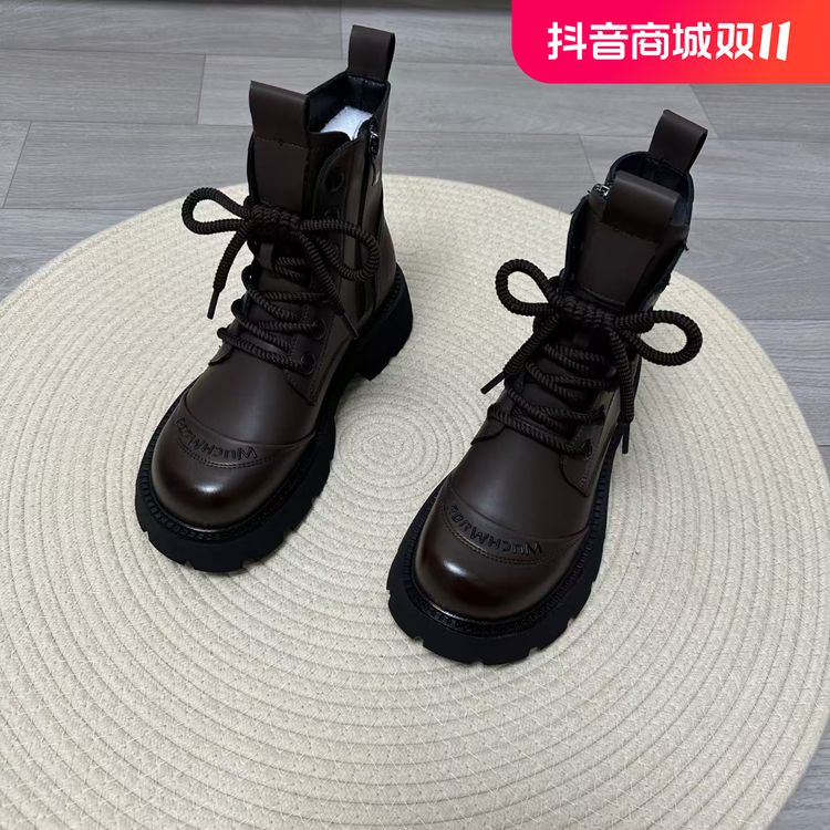 时尚爆款厚底马丁靴女2024秋冬新款韩版网红增高显瘦洋气百搭短靴主图