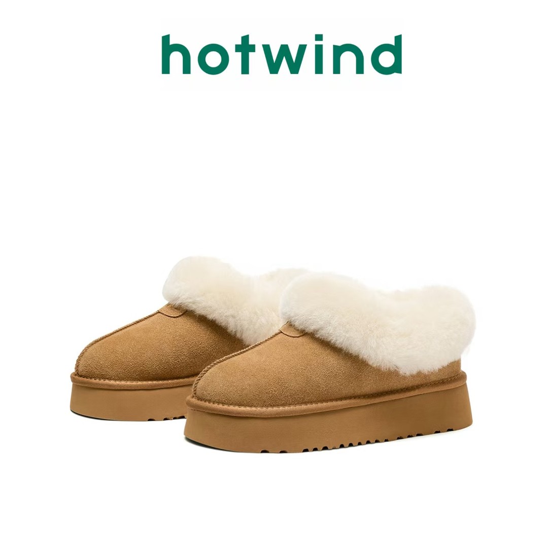 Hotwind/热风潮流百搭时尚休闲鞋24年新款加绒短筒雪地靴毛毛鞋主图