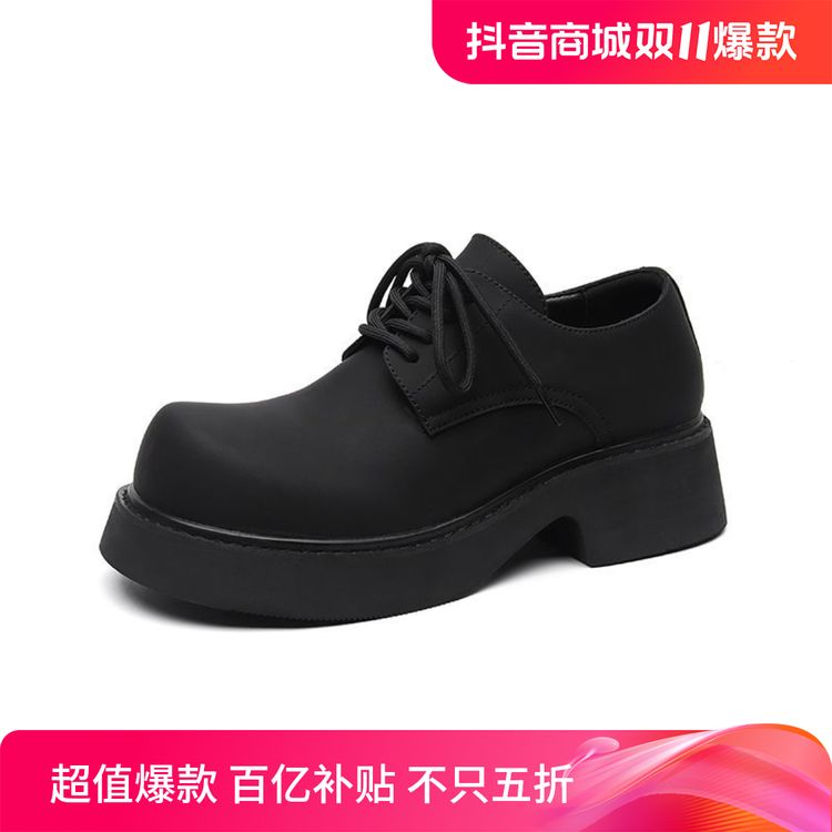 cleanfit德比鞋男款大头情侣休闲皮鞋男士黑色增高冬季百搭男鞋子主图