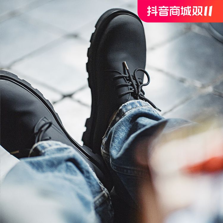 MRA米奇德比鞋情侣款秋季圆头工装大头男鞋通勤厚底增高休闲皮鞋主图