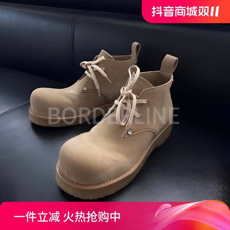 BORDERLINE牛皮双11爆款米奇圆头平替好物马丁短靴固特异工装靴主图