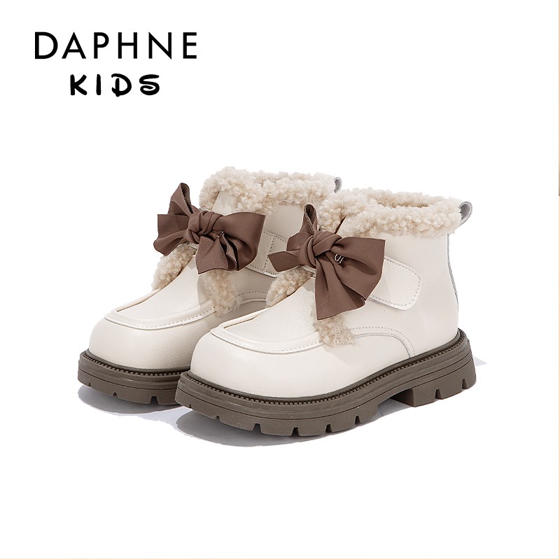 Daphne达芙妮儿童靴子女童马丁靴2024秋冬新款加绒加厚短靴中大童主图
