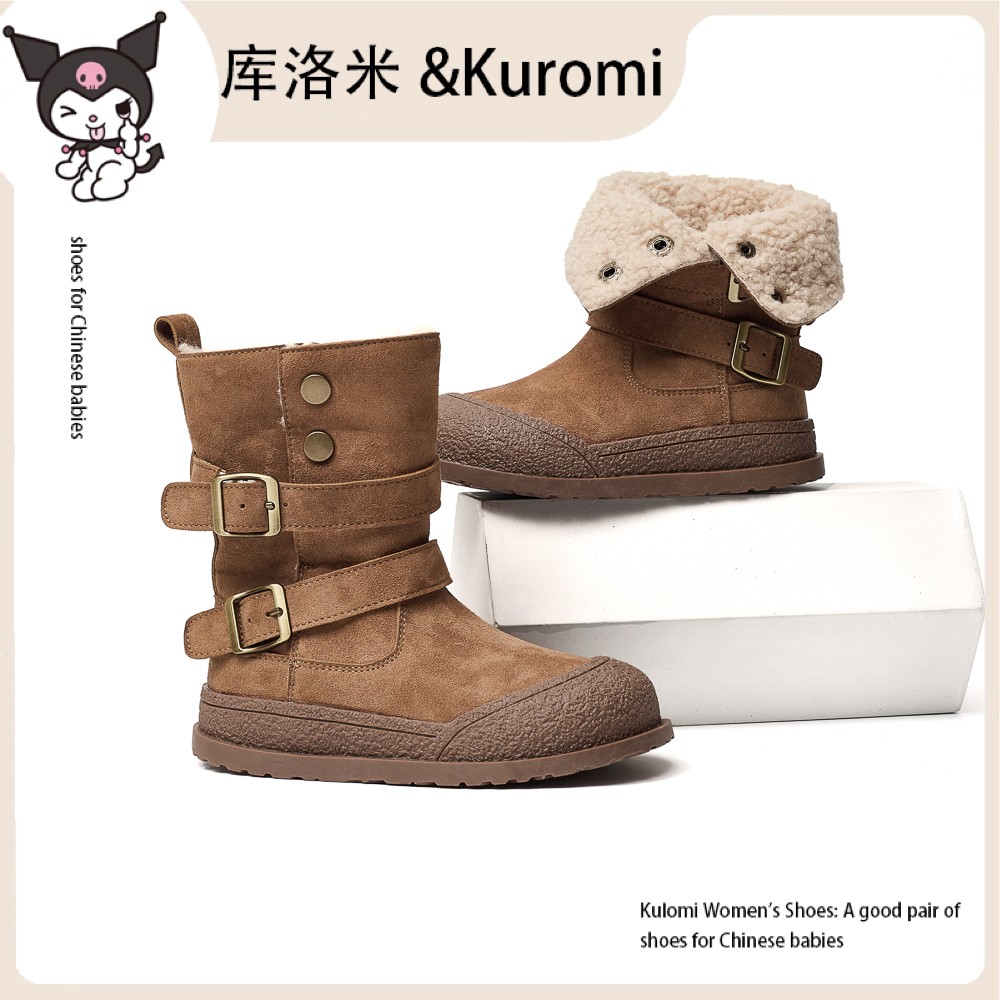 库洛米Kuromi24【一鞋三穿】冬季时尚百搭真皮加厚羊羔毛保暖童鞋主图