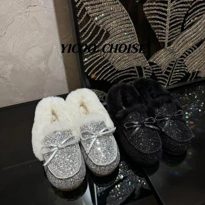 YICOO【伏特加】小众钻石毛毛豆豆鞋YC24339百搭休闲时尚冬季主图
