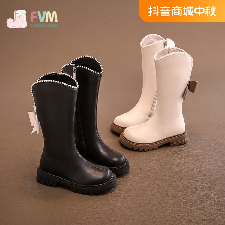 F.V.M女童鞋子儿童长靴子2024秋冬款新皮靴公主洋气时尚长筒靴主图