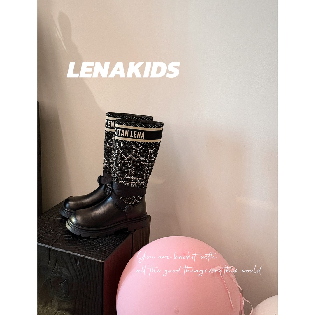 Lenakids【头层牛皮】大牌风高定气质女宝百搭加绒中筒靴24110602主图