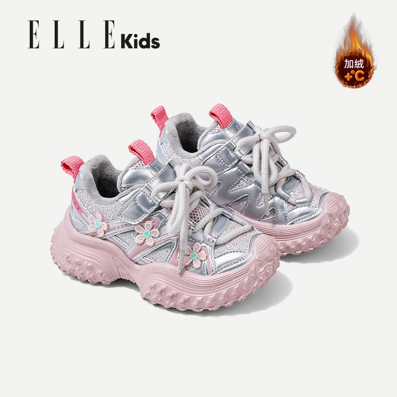 ELLE KIDS童鞋女孩棉鞋儿童冬季加绒加厚二棉运动鞋女童保暖鞋子主图