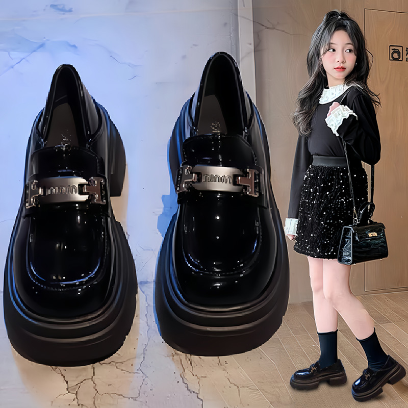 女童皮鞋2024新款春秋儿童乐福鞋黑色单鞋公主中大童学生演出鞋子主图